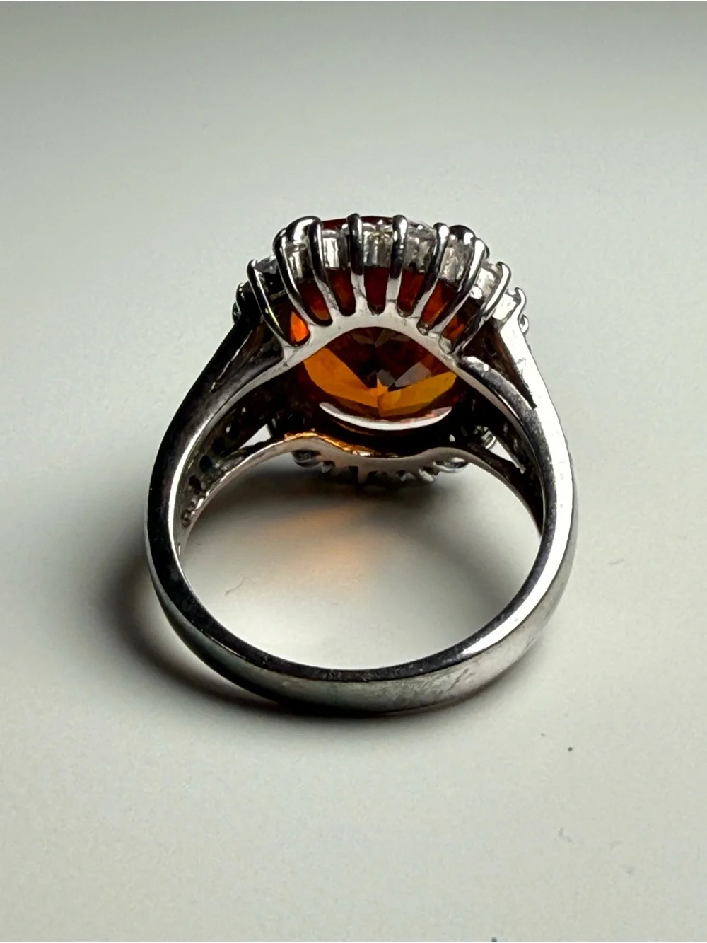 ESPO 925 Sterling Silver Simulated Citrine & CZ Halo Statement Ring